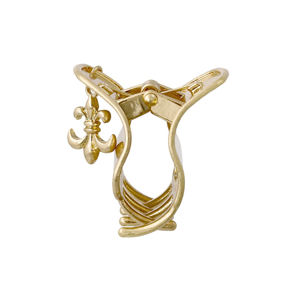 Fleur de Lis Distressed Look Mini Hair Claw