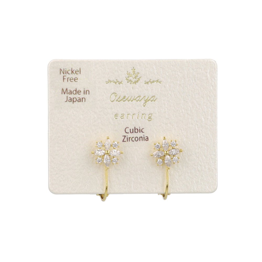 Sparkling CZ Flower Clip Ons