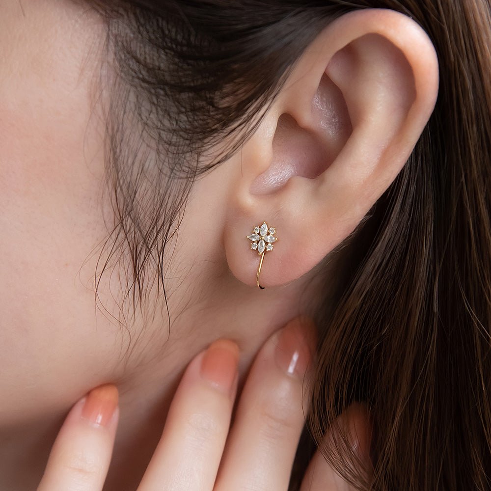 Sparkling CZ Flower Clip Ons